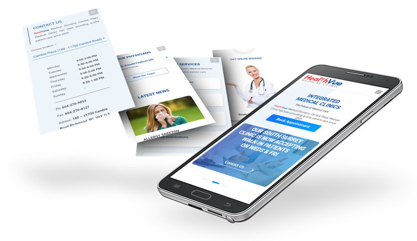 healthvue mobile view website design